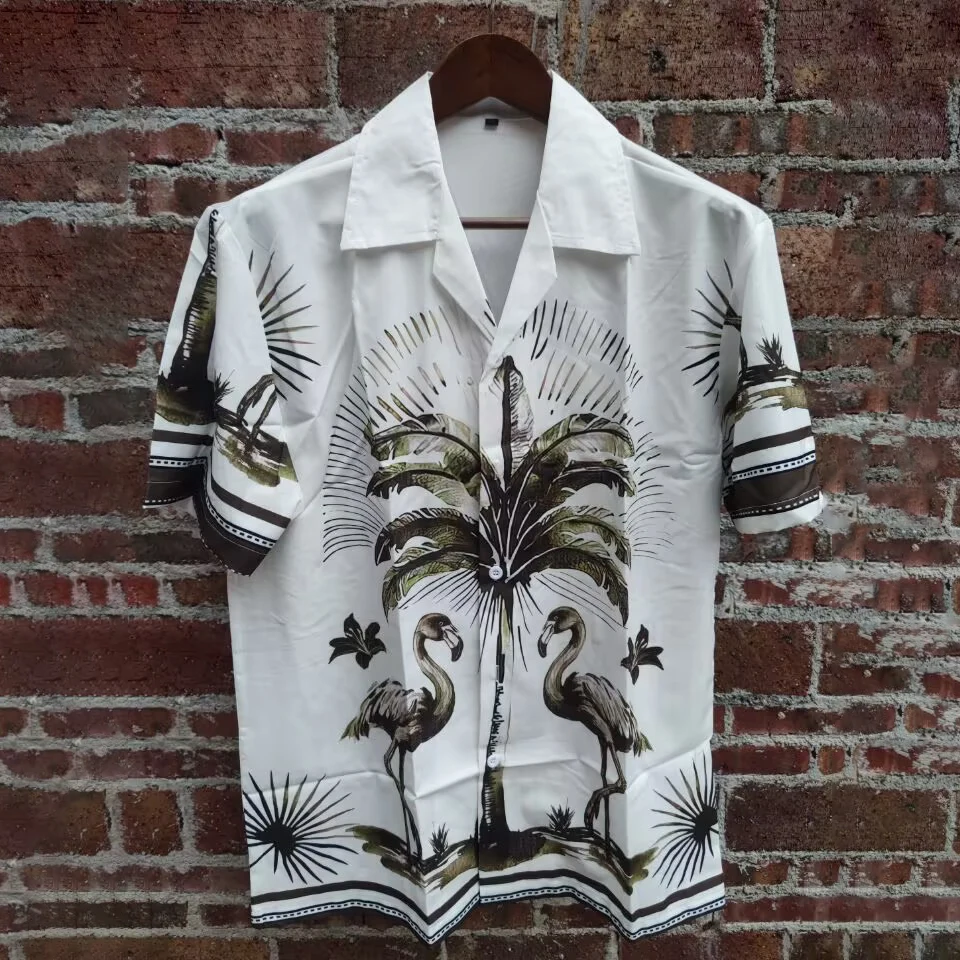 

Floral Shirt Casual Business Dress Shirts Chemise Hawaienne Homme Fashion Paisley Short Sleeve Shirt Streetwear Social Shirt
