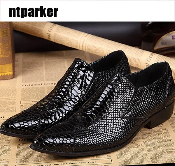 

Batzuzhi Fashion Man Shoes Black Genuine Leather Dress Shoes Men Pointed Toe Slip-On Formal Business Leather Shoes Men, 38-46