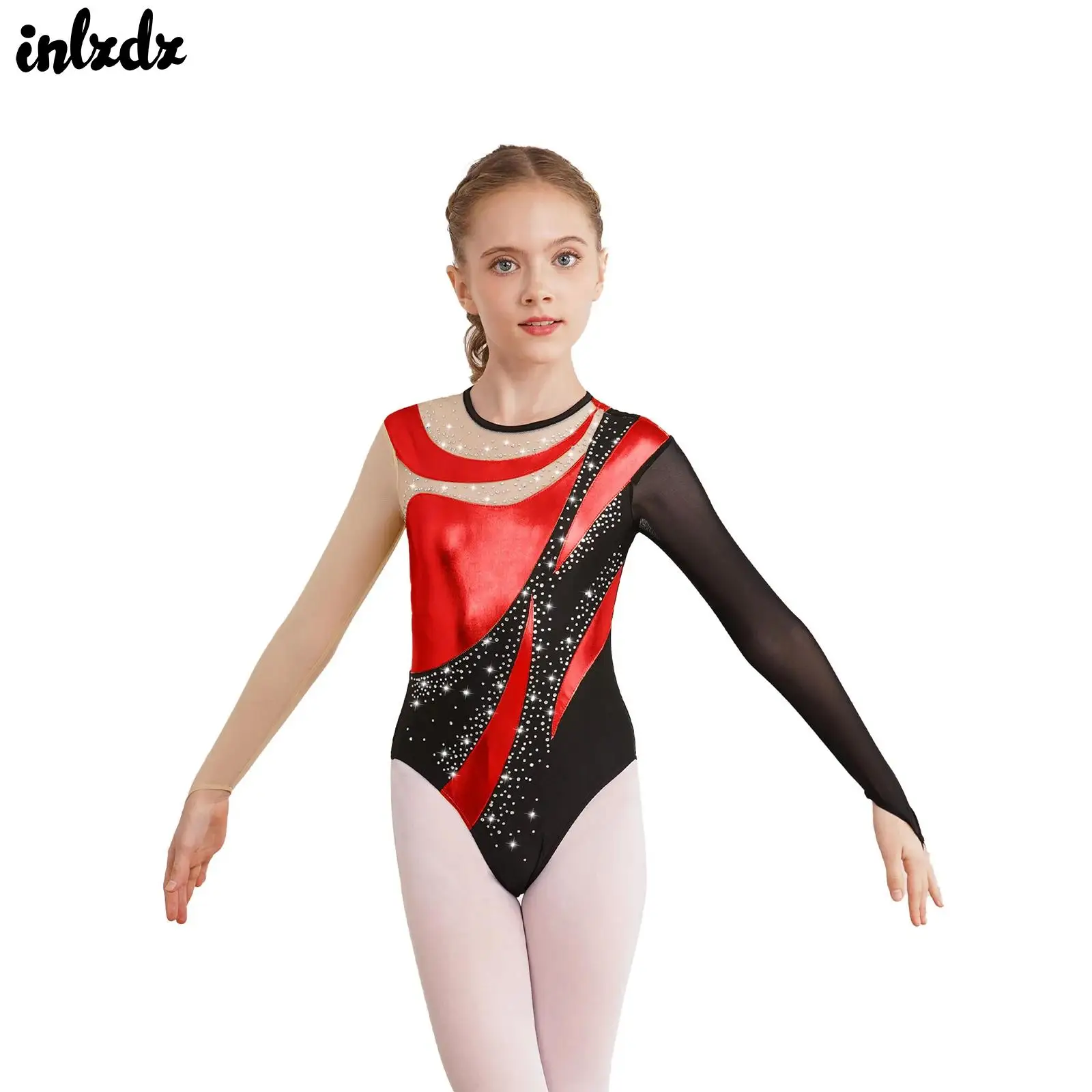 

Gymnastics Jumpsuit figure skating Bodysuit Ballet Dance Competition Costumes for Girls Shiny Gymnastic Leotard Dancewear