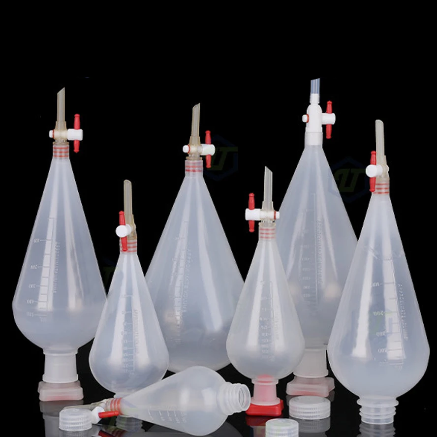 Pear-shaped Plastic Separatory funnel with PTFE Stopper PP Separating Funnel Laboratory Supplies 125/250/500/1000ml，1Piece