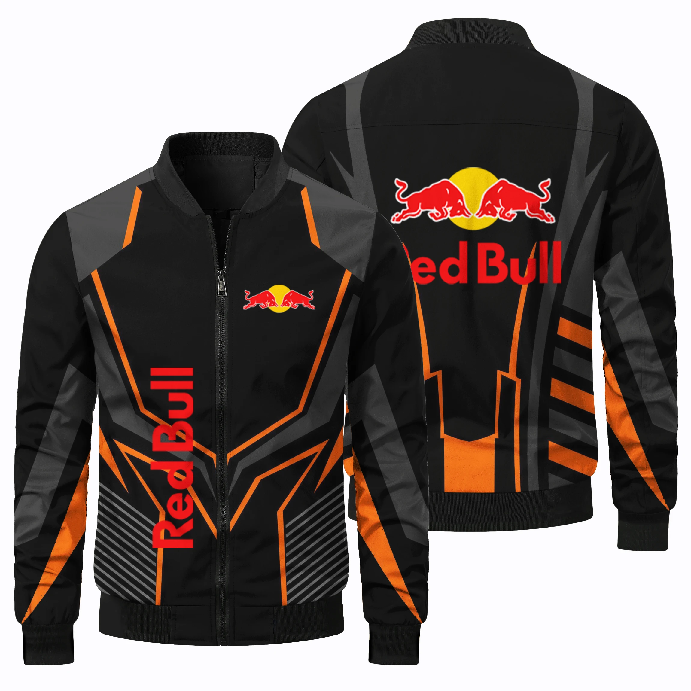 Red Bull 2025 New V-neck Red Bull Logo Printed Men's Jacket Men's Mature and Comfortable Outdoor Jacket Motorcycle Business