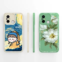 For Xiaomi Redmi 12C Case Beautiful Flower Girl Liquid Antifouling Protective Drop-Resistant Silicone Shell For redmi 12c Funda