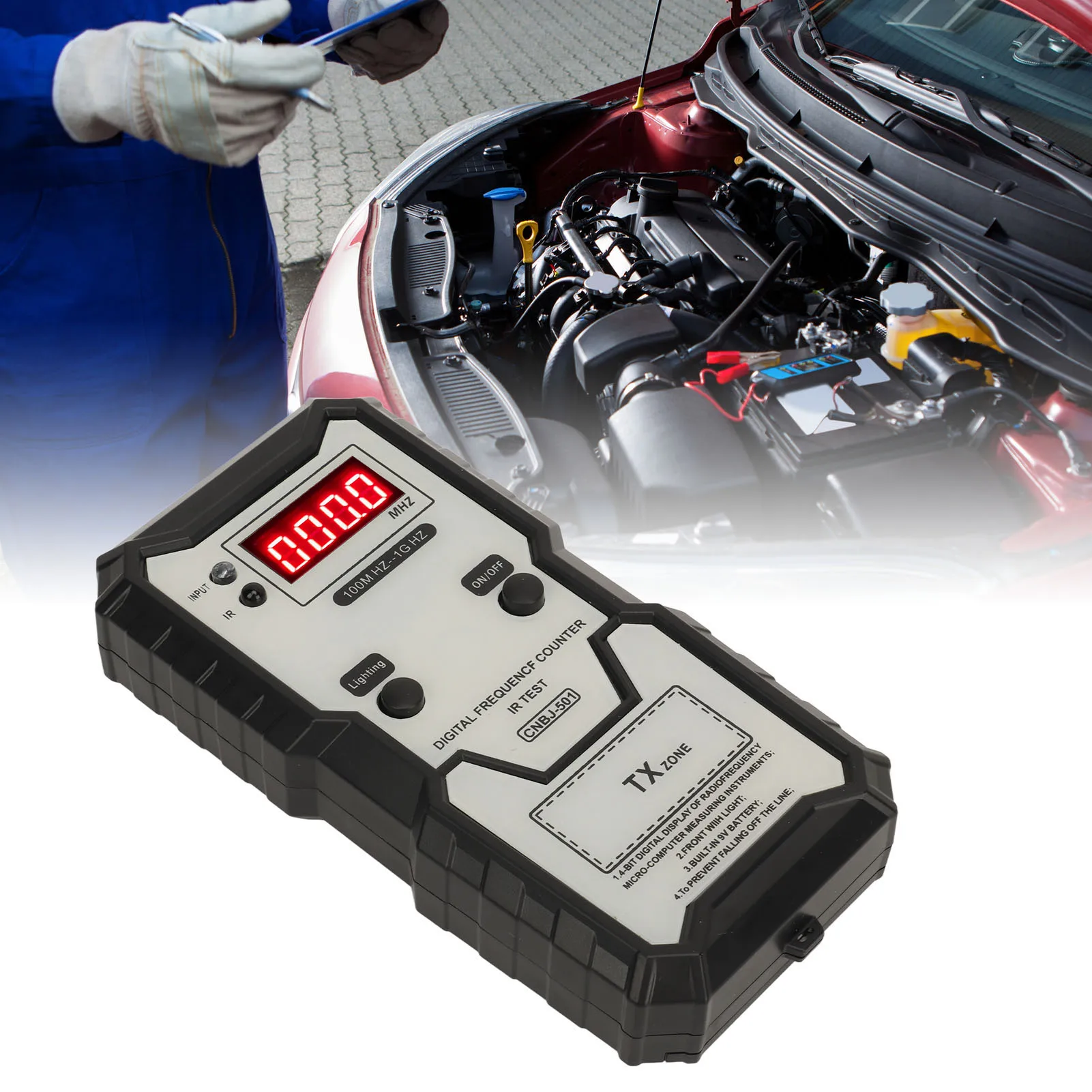 Remote Key Frequency Tester Digital Display Infrared Frequency Tester Portable High Accuracy for Electric Lock for Garage Door