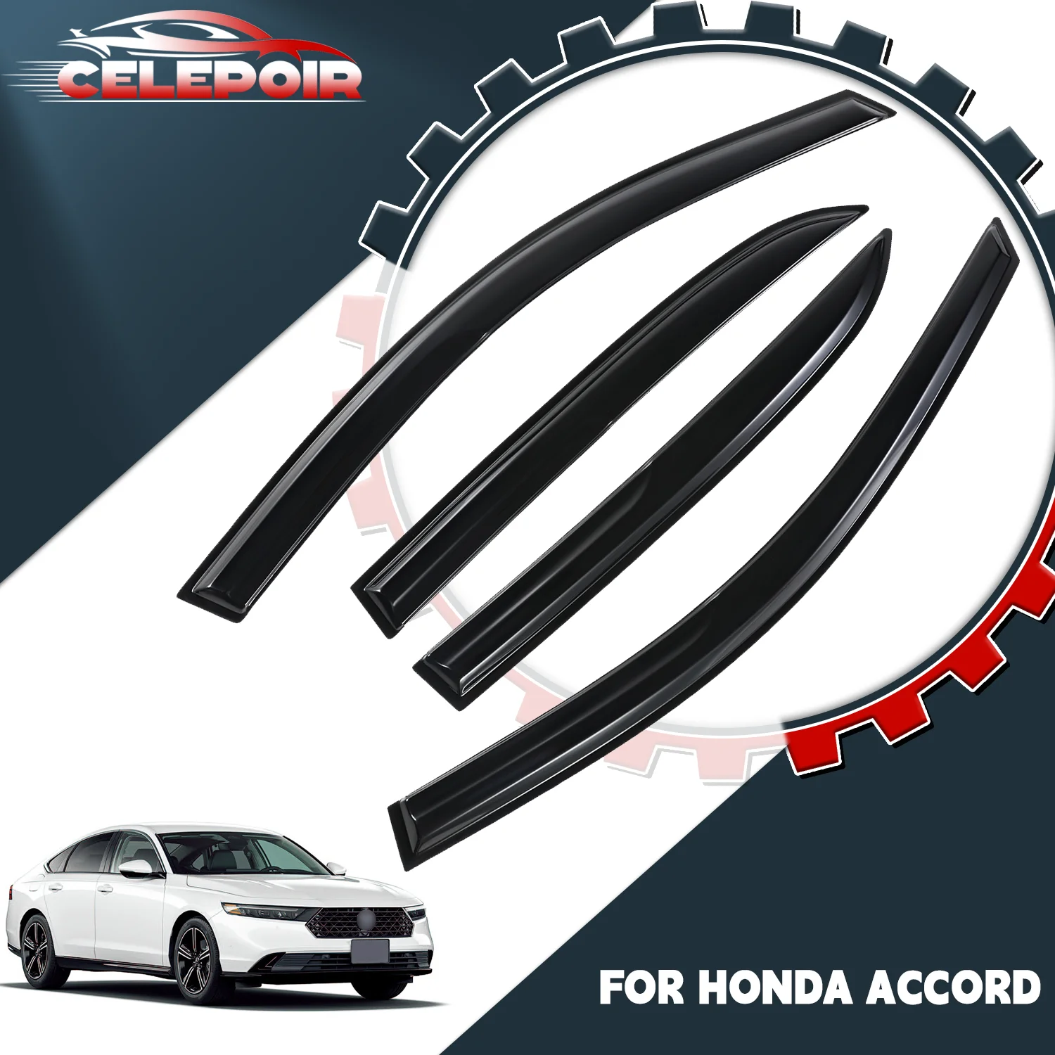

Для Honda Accord Sedan 2018-2022 годов, 4-дверный, 4 шт., дефлекторы окон с серебристой окантовкой, хромированные, защита от дождя