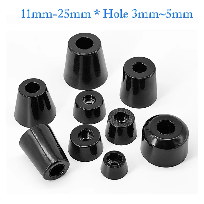 11mm~25mm Black Rubber Feet Chair Furniture Leg Pad Machine Speaker Shock Stand Absorber Non-slip With Gasket Floor Protector