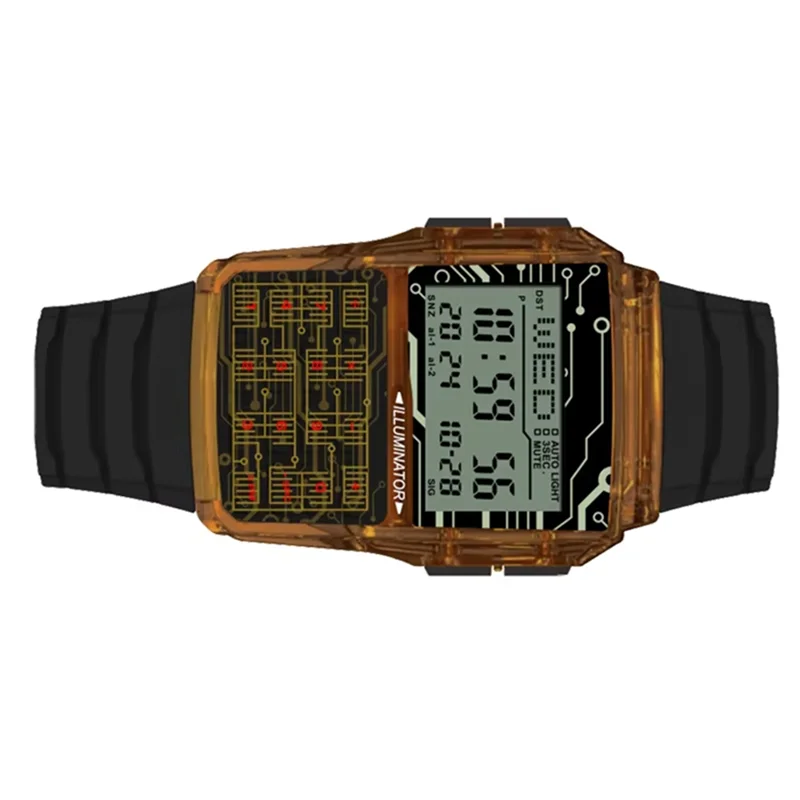 CABE-Orologio elettronico a LED di lusso superiore da uomo Orologio sportivo digitale con calcolatrice multifunzione Orologio impermeabile stile computer