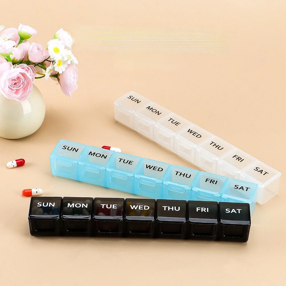 Neue heiße Premium tragbare wöchentliche Fälle Pille 7 Tage 7 Gitter Organizer Aufbewahrungsbox Container Reise für Medizin Vitamine Fischöle