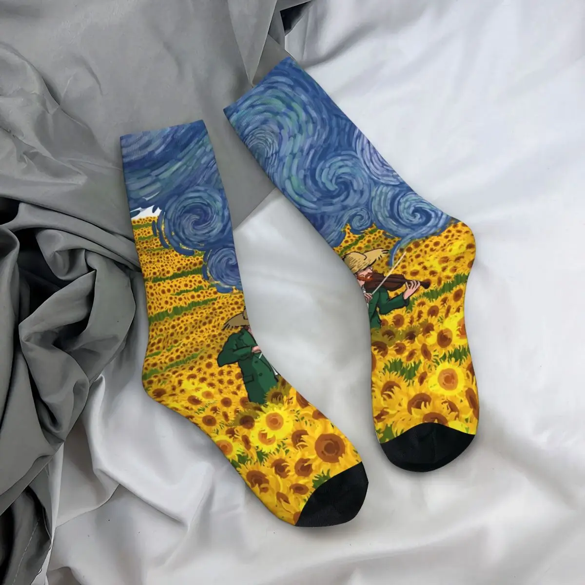 Van Gogh kaus kaki santai bunga matahari kaus kaki santai pria nyaman luar ruangan desain musim dingin kaus kaki Anti keringat