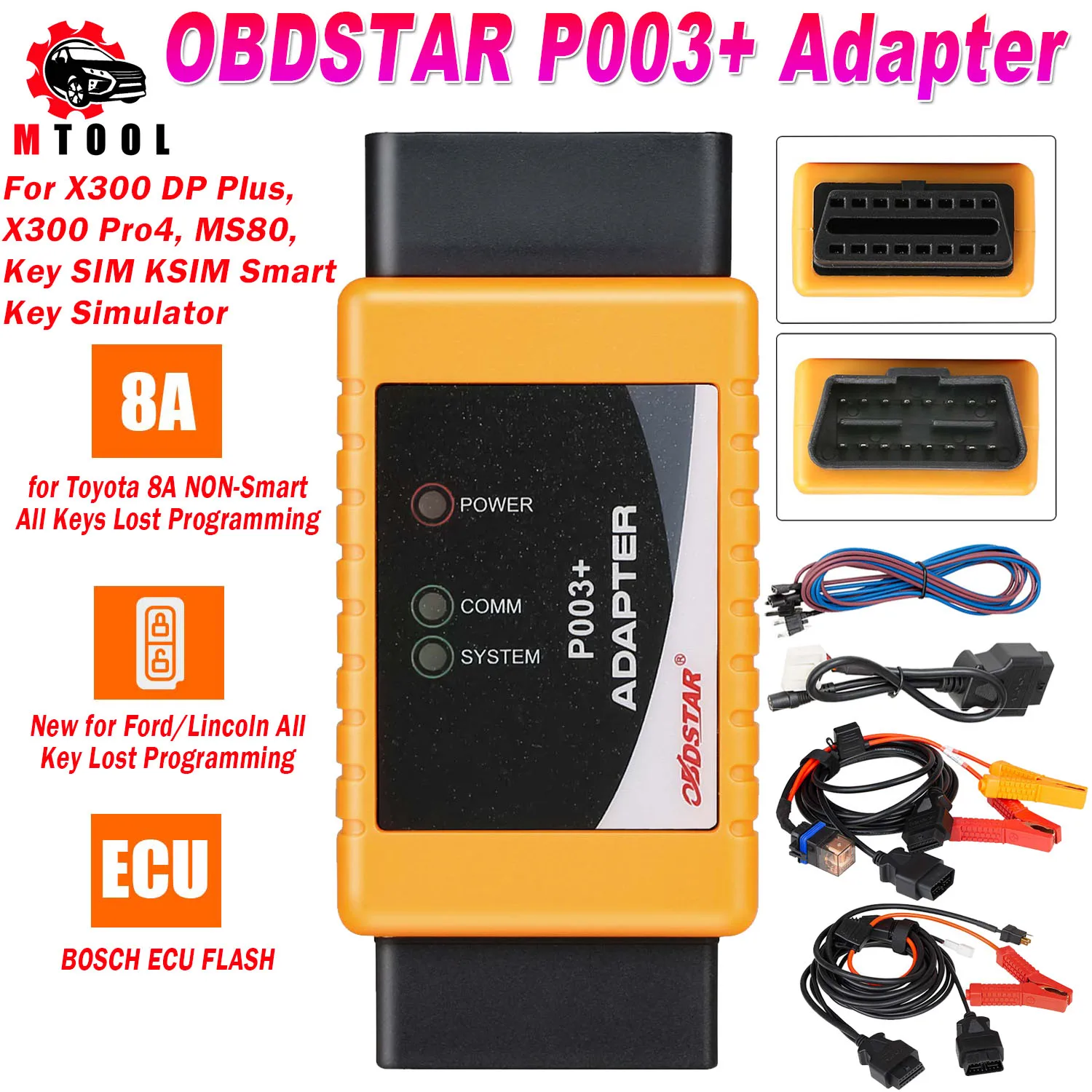 

OBDSTAR P003+ Адаптер Полный пакет для кабеля TOYOTA 8A + для Ford All Key Lost Bypass Кабель сигнализации Поддержка X300 DP Plus X300 Pro4