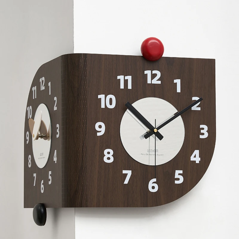 

No-hole Double-sided Corner Hanging Clock Home Decor New Living Room Simple Corner Silent Clock Creative Clock Wall Decoration