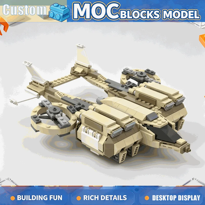 564 PCS Futuristic Twin Rotor Aircraft Building Blocks Modify Model DIY Assembly Toy Sci Fi Vehicle Home Display Festival Gift