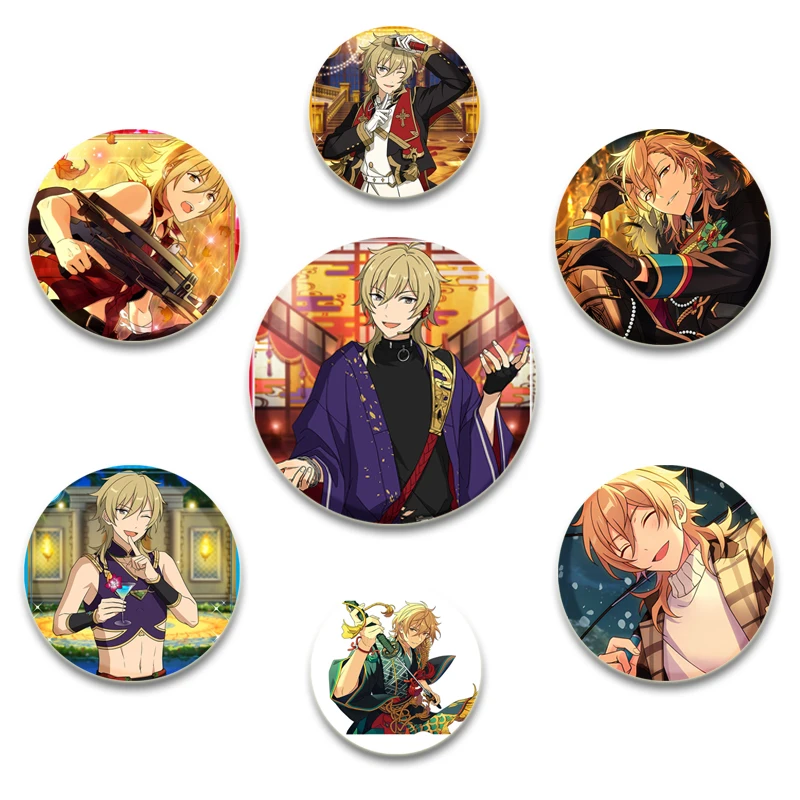 58mm Anime Ensemble Stars Handmade Button Pins Cartoon Idol Role Kaoru Hakaze Brooch Collar Badge Bag Jewelry Accessories Gifts