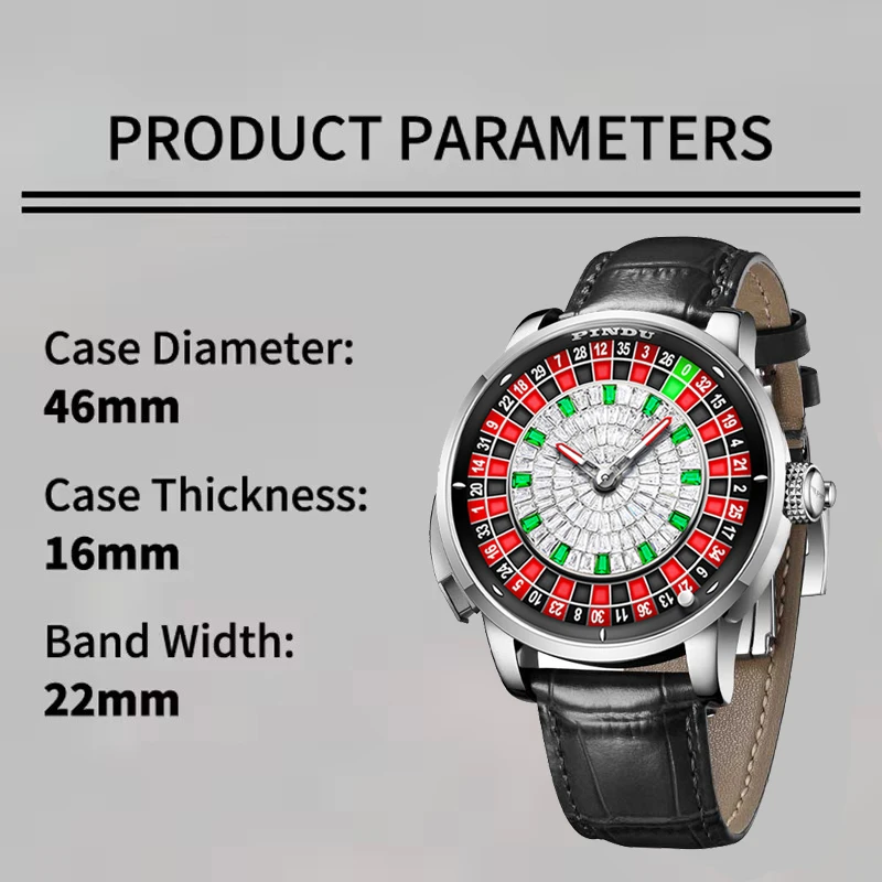 Roulette Watches PINDU Design Entertainment Game Turntable Upgrade Button Model NH35A Movement Sapphire Men's Mechanical Watch
