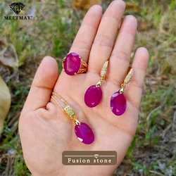 Oval purple crystal fusion stone back is natural crystal stone Necklace Earrings Rings Jewelry set elegant women‘s jewelry