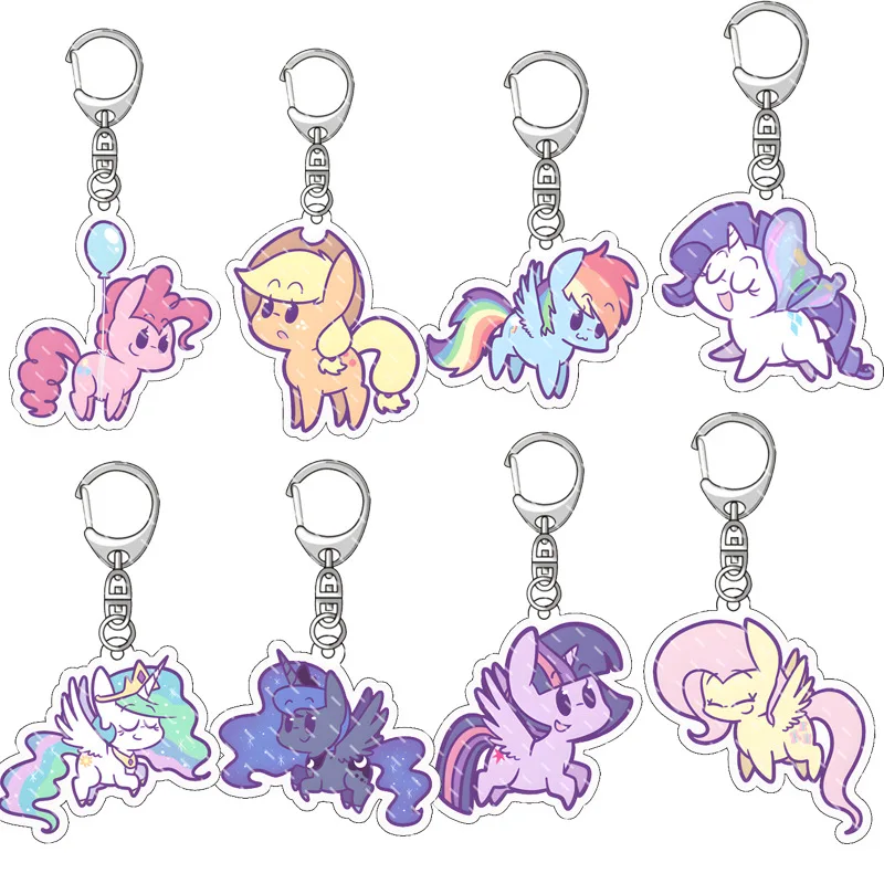 My Little Pony Anime Acrylic Cute Cartoon keychain Key Ring Friends Pendant Bag Charms Creative Accessories Girl Figure Jewelry