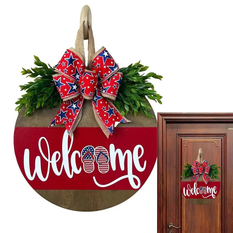 Independence Day Door Sign Independence Day Welcome Door Sign Patriotic Sign Wall Art For Farmhouse Bakery Holiday Coffee Shop