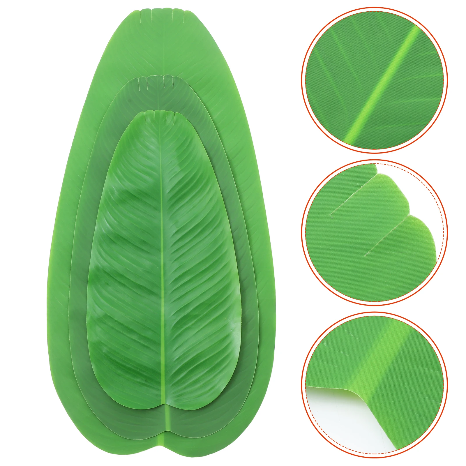 

3pcs Realistic Banana Leaf Placemat Simulation Tree Glued Paper Plates Decoration Versatile Tropical Green
