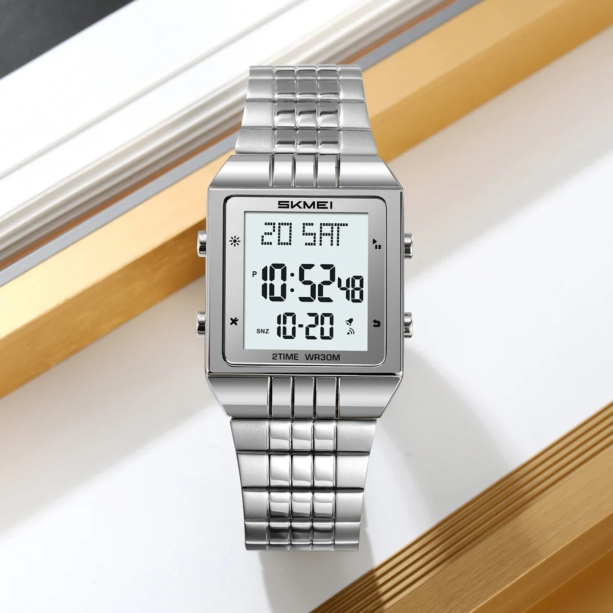SKMEI 2335 Business Digital Electronic Watch Fashion Men Women Waterproof Stainless Steel Strip Wristwatches Reloj Hombre