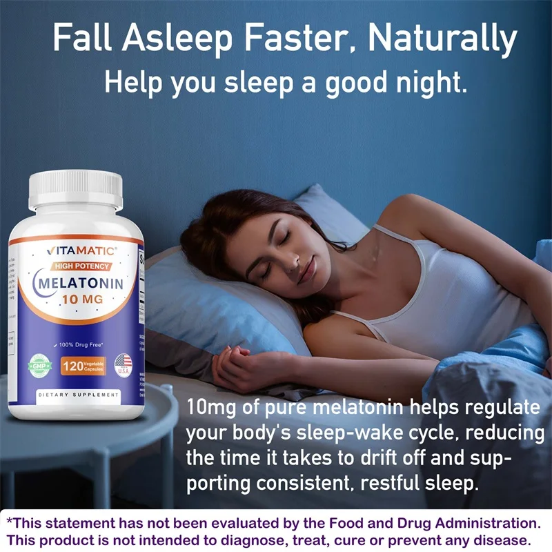 Melatonin 10 Mg - Healthy Circadian Rhythm, Supports Fall Asleep Faster, Promotes Sleep Quality Relaxation view 6
