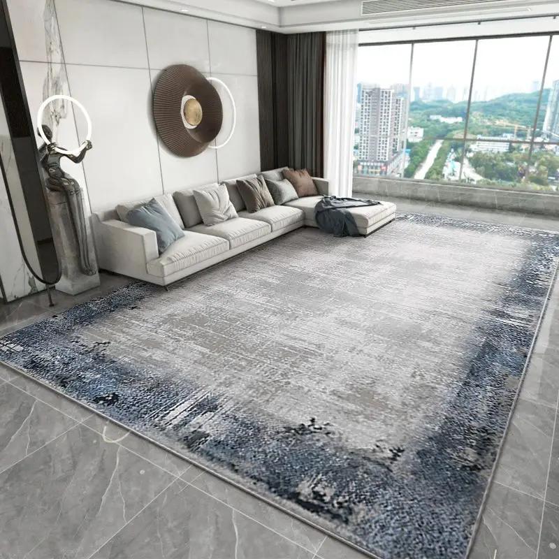 

Modern Advanced Polyester Fiber Living Room Carpet Abstract Style Machine Washable Antiskid Rug Soft Foldable Large Area Mat