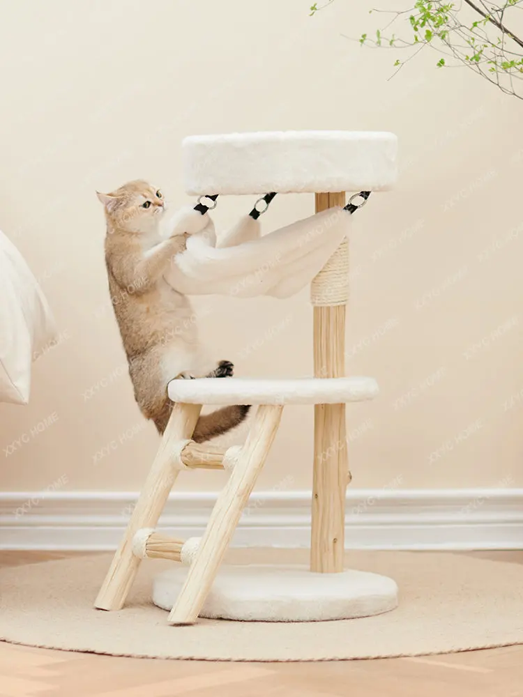 Solid Wood Cat Climbing Frame Nest Tree Integrated Luxury Climber House pet Toy