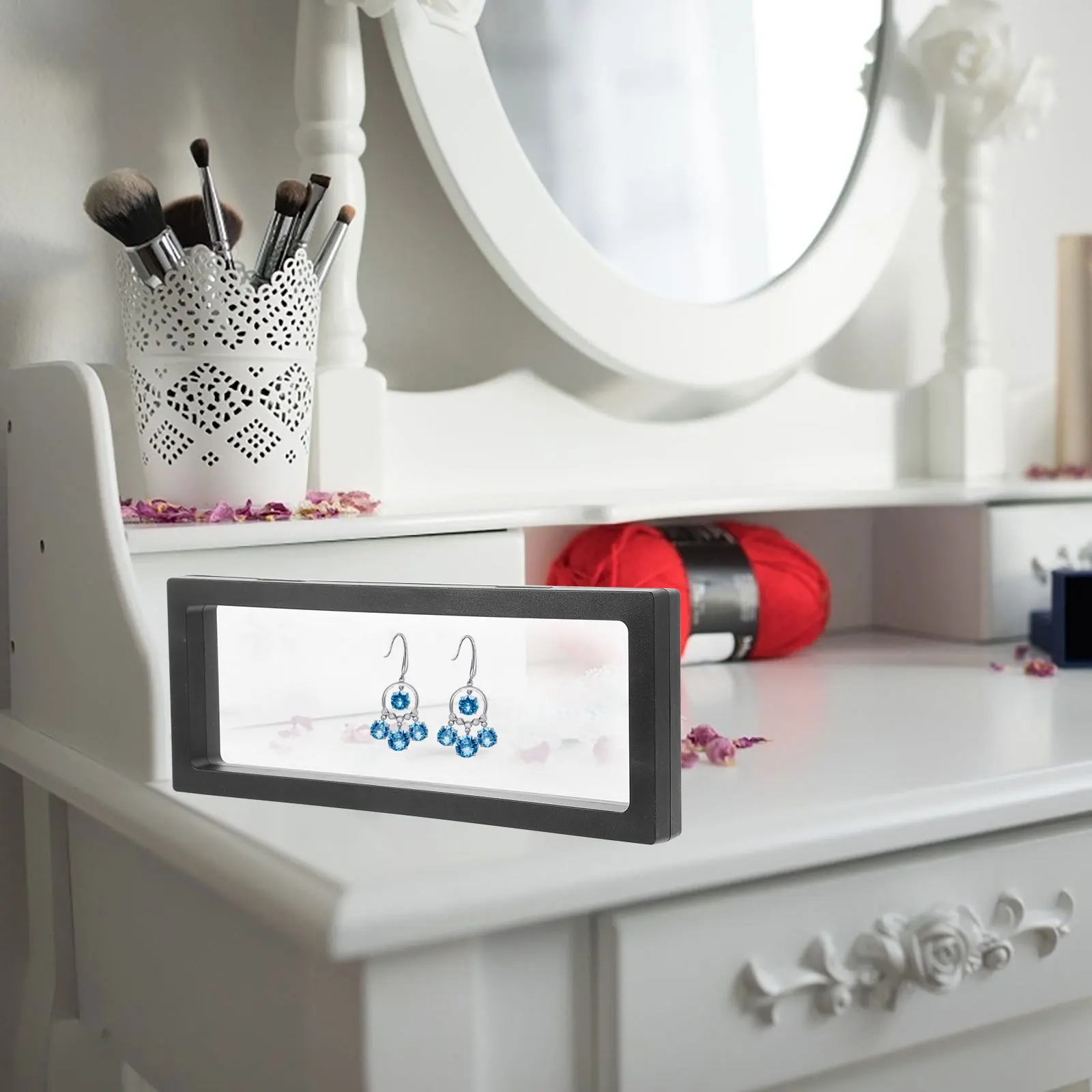 2Sets Ring Display Box Antirust Jewelry Storage Elegant Frame Eye-Catching Interior Decor Ring Display Stand Jewelry Holder