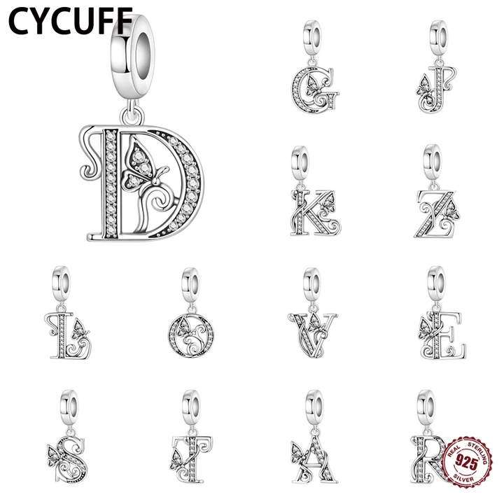 

CYCUFF Exquisite 925 Silver Butterfly Letter Pendant Accessory Temperament 26 English Fashionable Women's First Letter Pendant