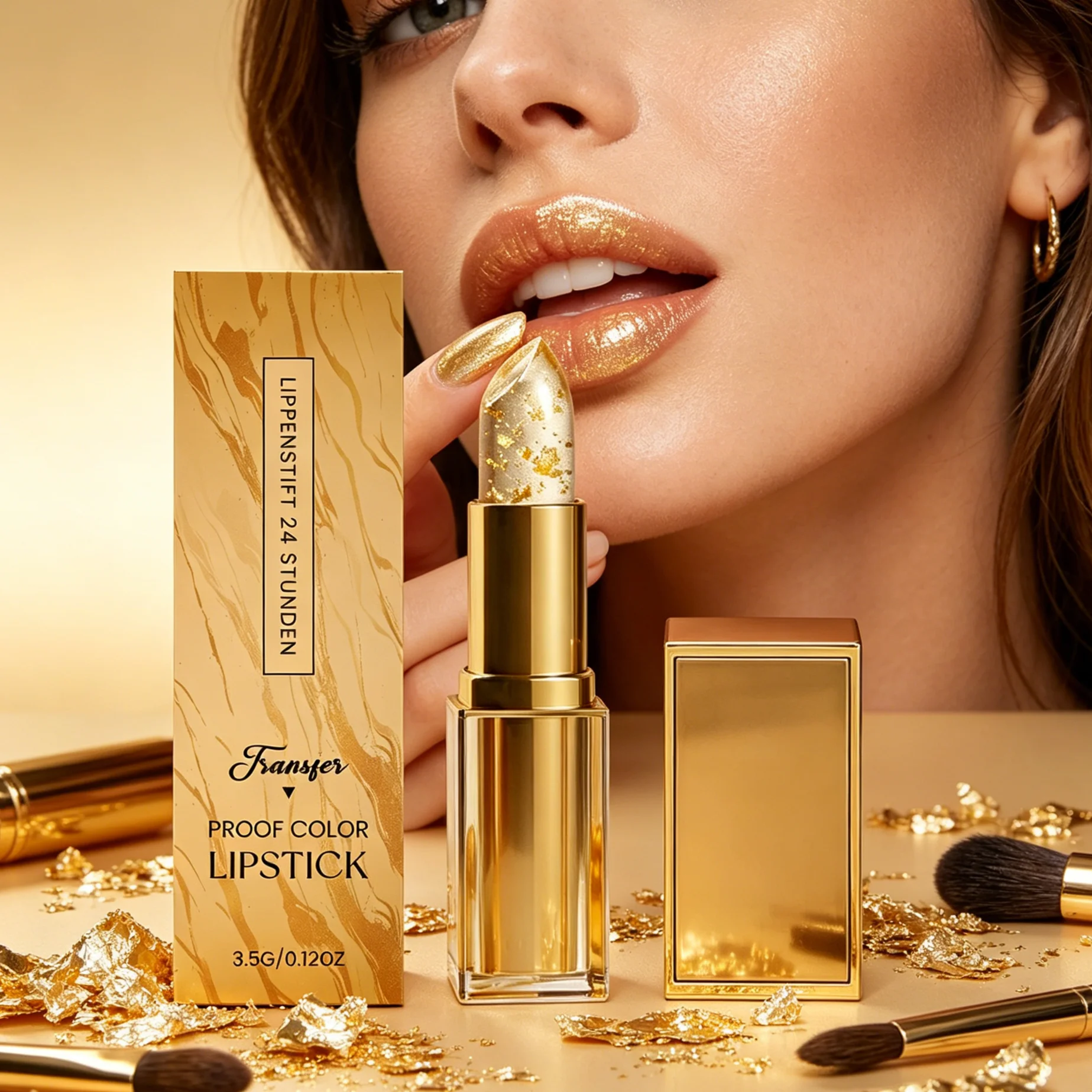 Perfect Gold Foil Lipstick Brighten Lip Color Long Wear Smooth Nourish Lips Light Texture Daily Beauty Color Changing Lip Balm
