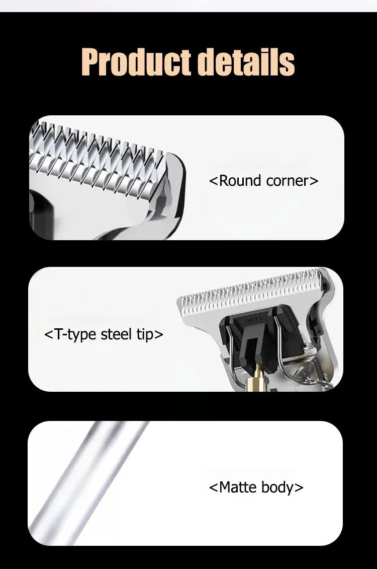Elektrische Haarschneidemaschine Vintage T9 Clipper Haar wiederaufladbar Mann Rasierer Trimmer für Herren Friseur professioneller Haarschneider – Detail 14
