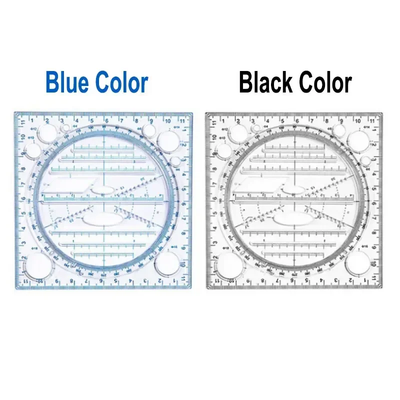 Ruler Drawing Multifunction Rotatable Template Art Design Architect Stereo Geometry Circle Drafting Measuring Scale Kawaii ruler