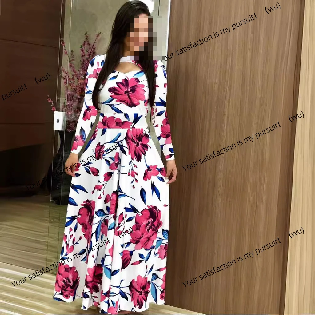 Gaun cetak digital gaya fashion seksi, gaya fashion Eropa dan Amerika, gaun swing.