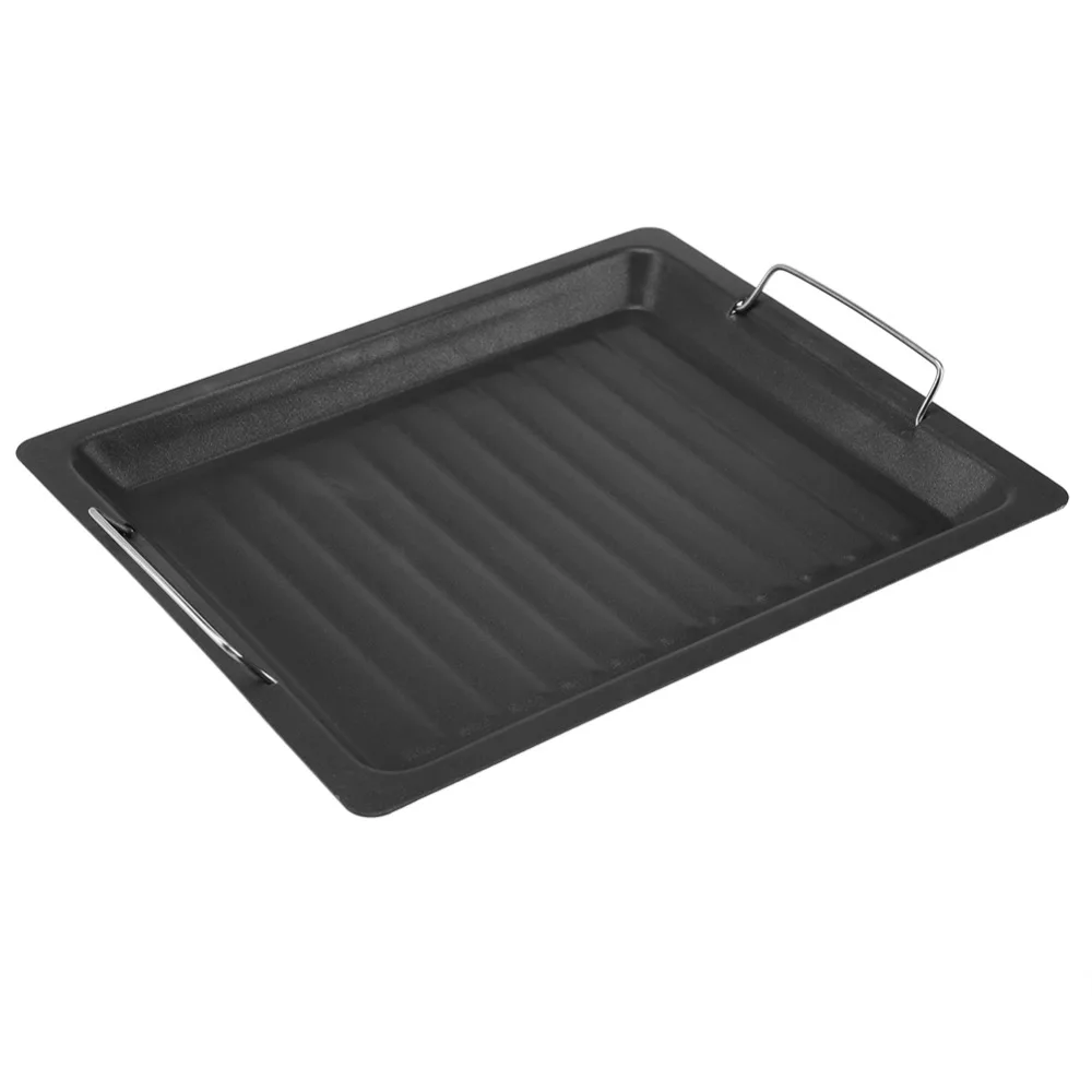 Stainless Steel Barbecue Frying Pan Non-Sticky Thickened Barbecue Grilling Plate Black Lightweight Frying Pot