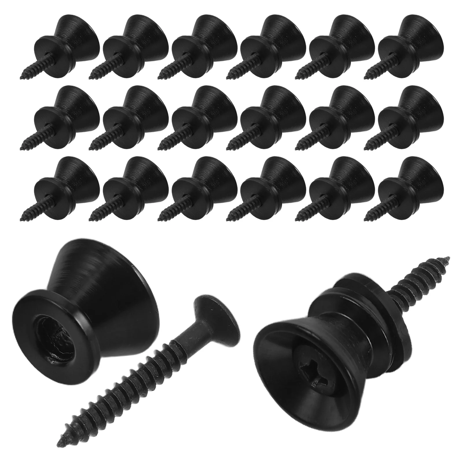 

20 Pcs Guitar Studs Acoustic Strap Button Electric Locks Non-slip Black Alloy Bass Buttons