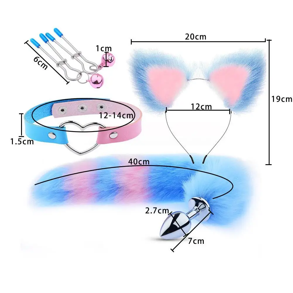 لطيف الثعلب الذيل المكونات الشرج القلب لينة آذان القط Headbands طوق المثيرة تأثيري الأزواج اكسسوارات SM الجنس لعب للإناث الذكور #5