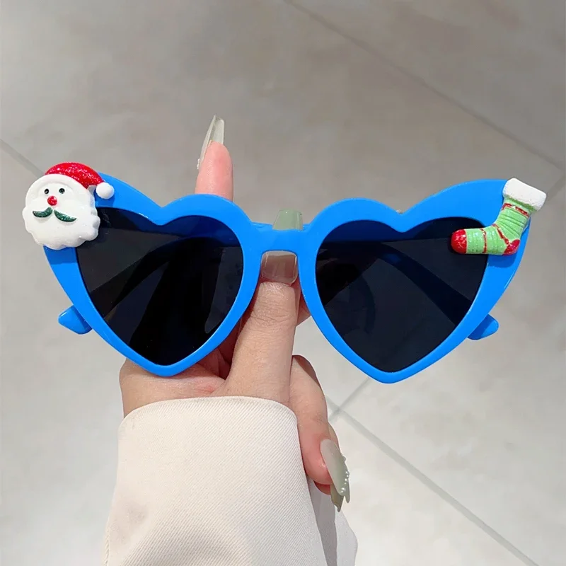 KAMMPT Herzförmige Sonnenbrille für Damen, neu, niedlich, Weihnachten, dekorative Farbtöne, 2024, modisches Original-Design, Festival, Rave-Sonnenbrille