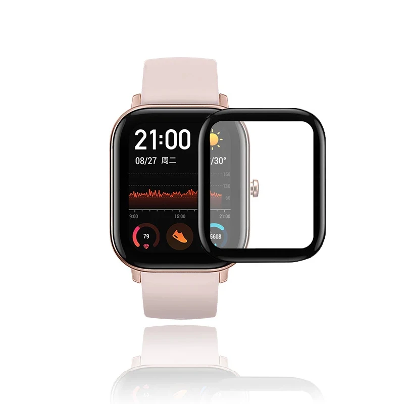 9d Weichglas-Schutz folie für amazfit gts 2 3 4 mini, gtr 2e, pop pro, Vollbild schutz für huami bip 3, bip u, bip s lite