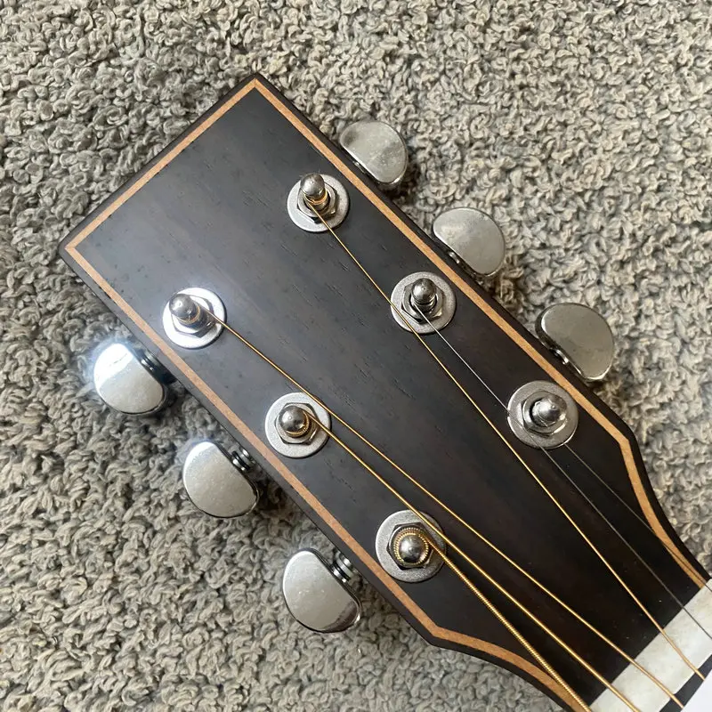 J005 Guitarra Acústica Personalizada de 40 Pulgadas, Cuerpo de Caoba, Diapasón de Palisandro de 20 Trastes, Modelo de Práctica sin Marca para Principiantes