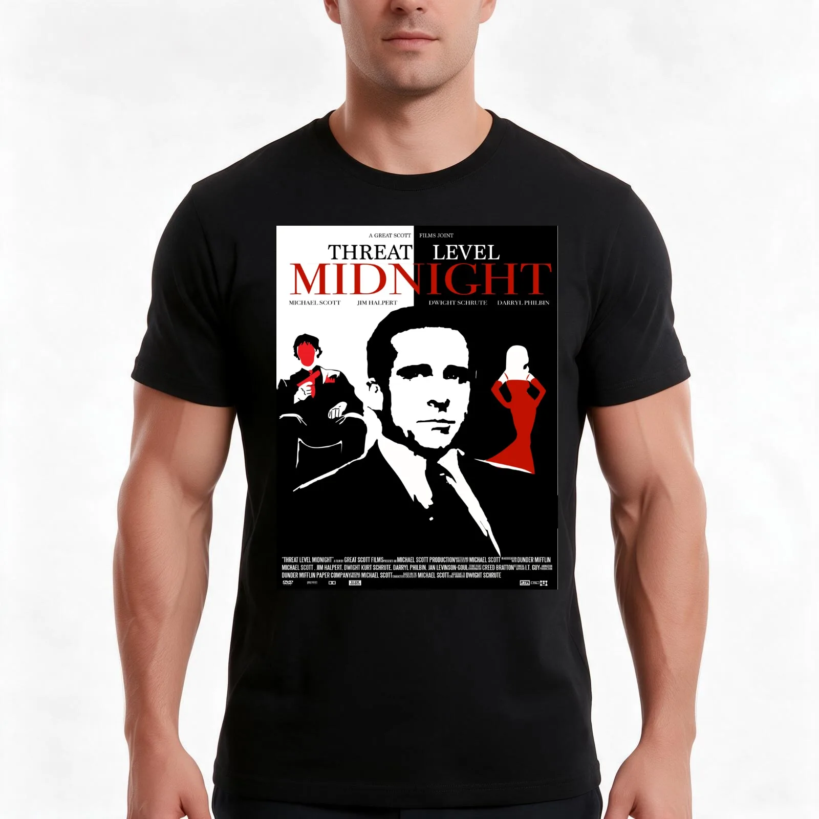 The Office: Threat Level Midnight Movie Poster T-Shirt, Summer Casual Cotton Tee, Oversized Streetwear Tops, Unisex Men Women