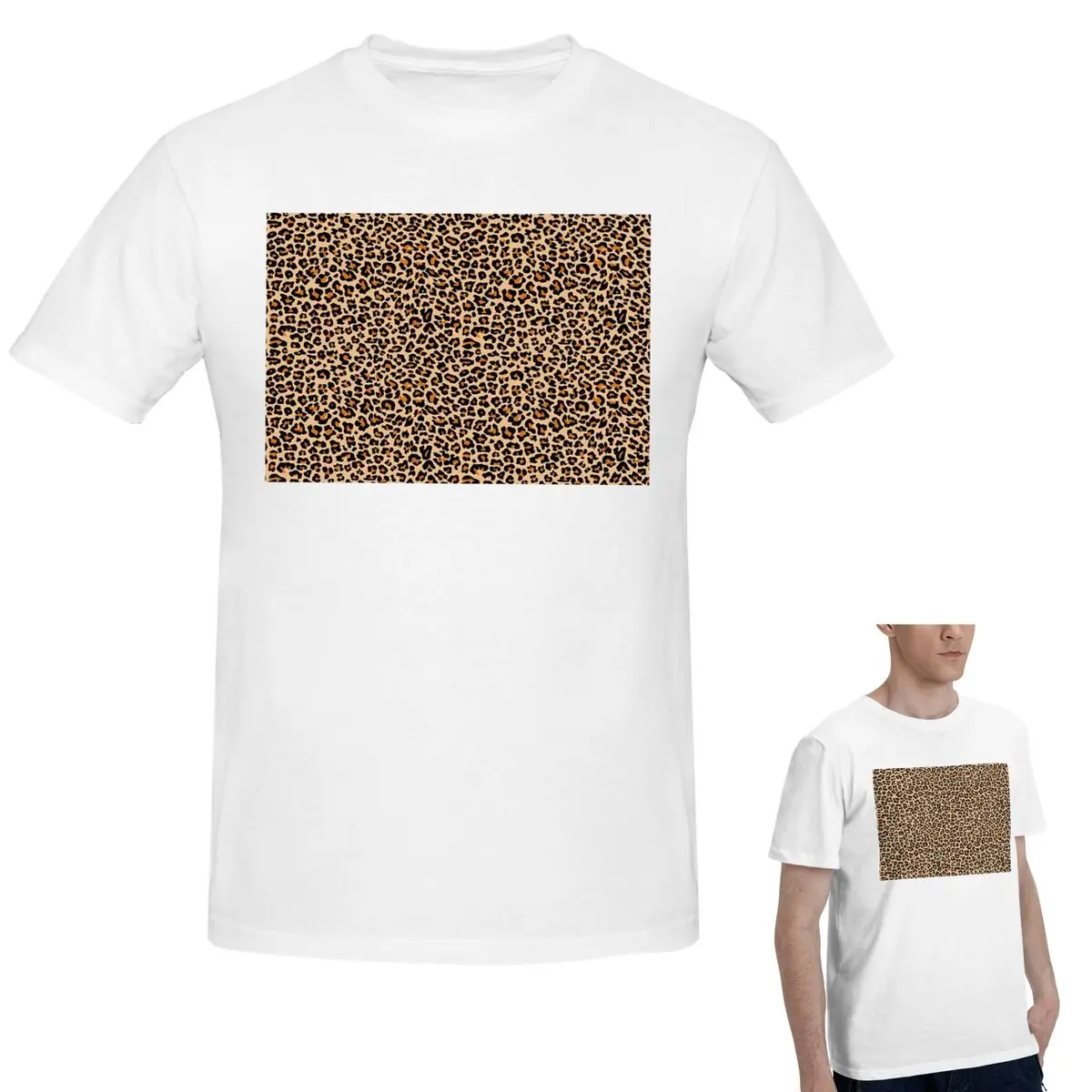 

100% Cotton Leopard Spotty Print Face Mask T-Shirt Men's Fashion Oversized T Shirt Men O-Neck Summer Shirts Tops S-6XL