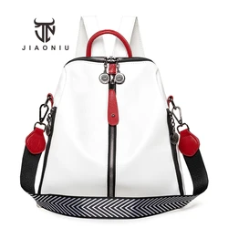 Panelled High Quality Leather Ladies Backpack Multifunctional Double Zipper Ladies Travel Backpack Fashion Ladies Shoulder Bag