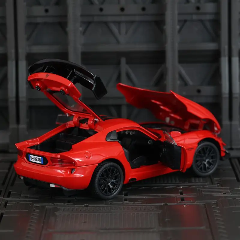 Modèle de voiture en alliage Dodge viper 1:32, cadeaux, absorption des chocs, acousto-optique pour enfants, avec fonctions sonores et lumineuses