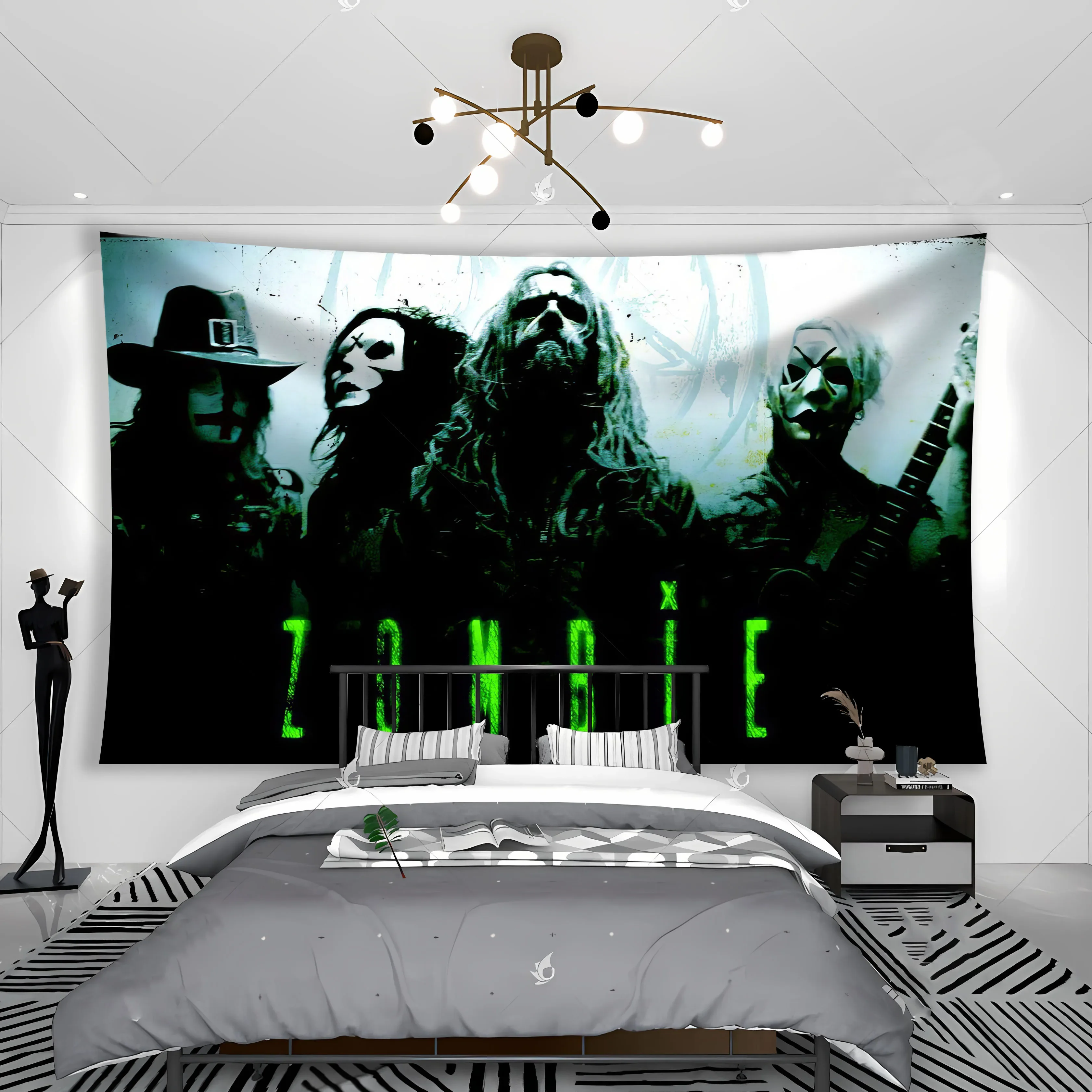 Robs-tapiz de banda de zombis blanca, Bandera de Metal pesado, estilo Club o habitación, decoración colgante de pared para cabecera