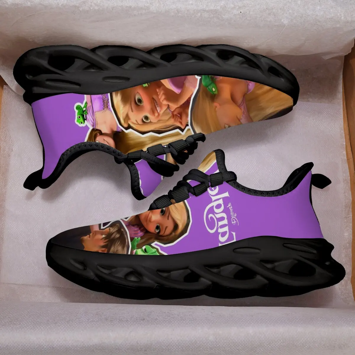 

Disney Spring Sport Shoes For Children Kids Rapunzel Pattern Lightweight Athletic Sneakers Soft Soles Brand Running Shoes