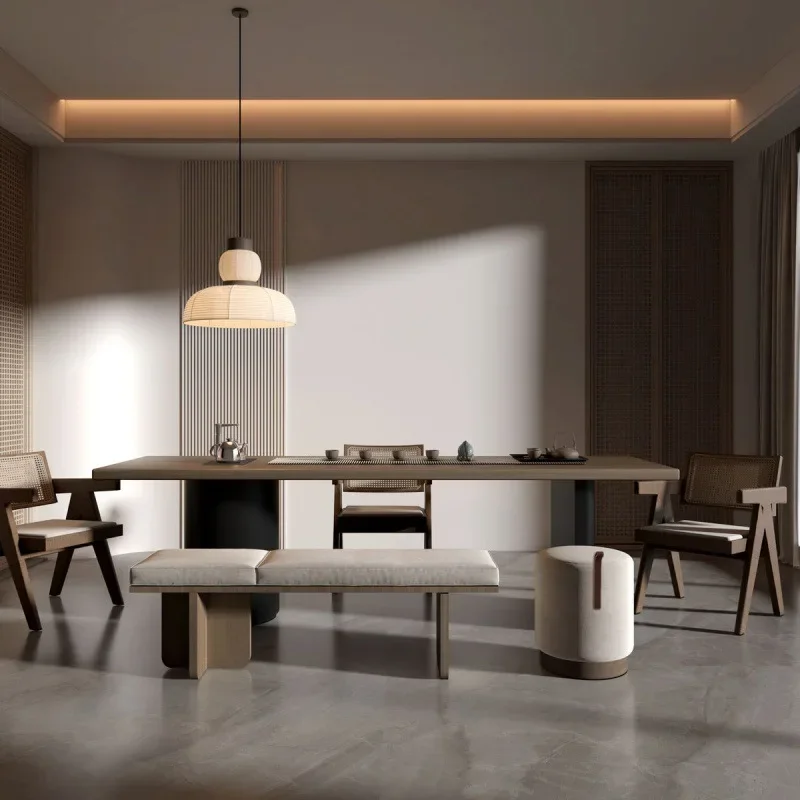 Wabi Sand Wind Yang Tea Table and Chair Combination Book Tea Tea Table Integrated Workbench