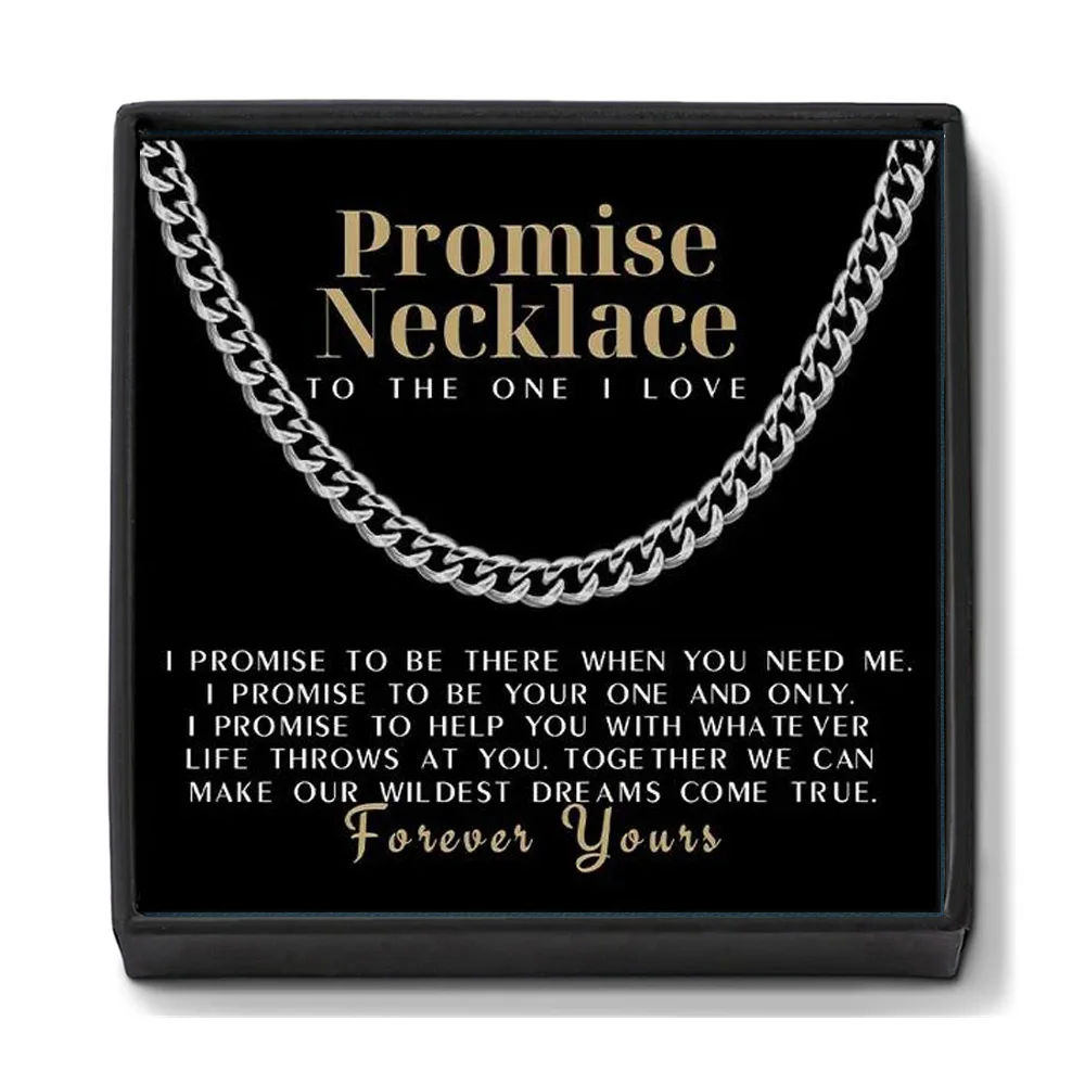 Promise Cuban Chain Necklace for Men, 7mm Thick, Sentimental Gift for Husband,Boyfriend BF Gifts for Valnetine Gifts for Him