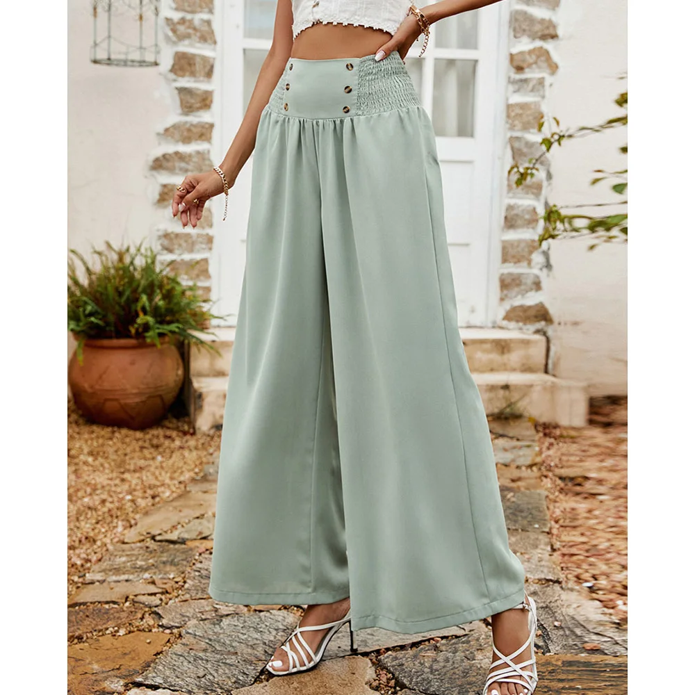 Women's  Elastic waist high waist wide leg pants casual pants Wide Leg Loose Trousers Plus Size Ladies Fashion Clothing