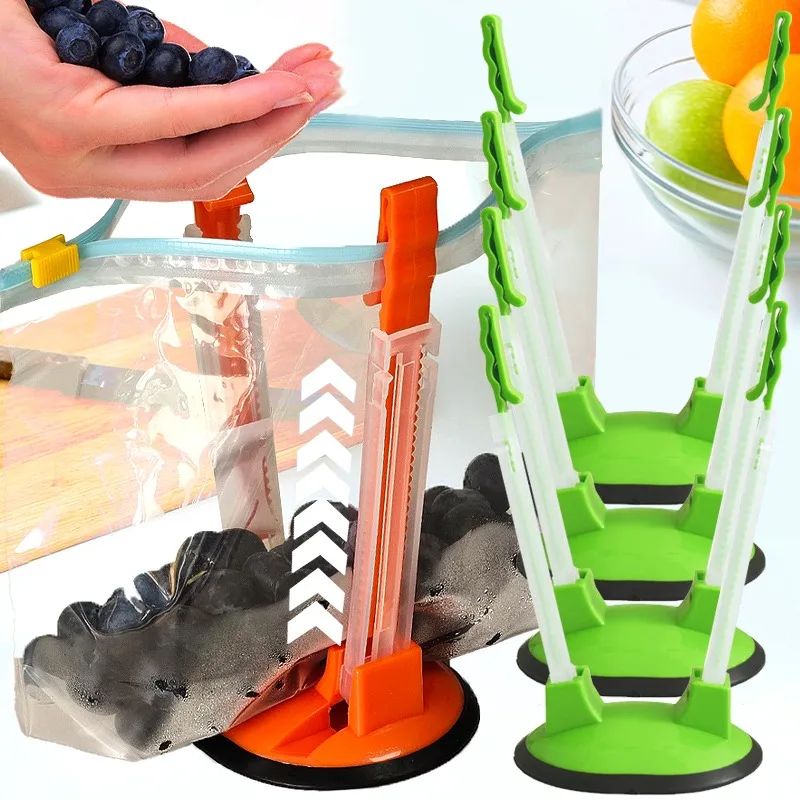 Soporte ajustable para bolsa de congelador, estante holgado para relleno sin derrames de alimentos, bolsas de almacenamiento antideslizantes para cocina, abridor, 5/1 Uds.