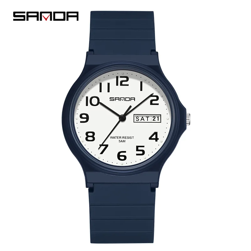 SANDA 9072 studenten quartz horloge nieuw ontwerp zachte TPU-band waterbestendig uurwerk kalender kinderen sporthorloge buiten