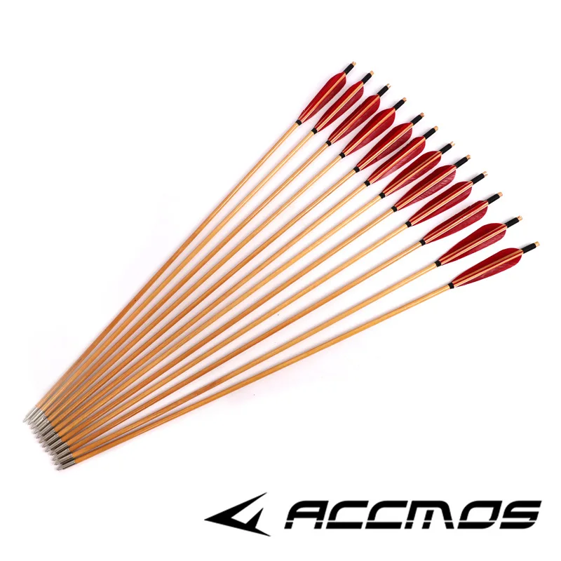 الرماية التقليدية الخيزران الخشب السهام OD7mm/8mm جاهزة رؤوس السهم تركيا ريشة مجال الصيد قوس منحني القوس الطويل اطلاق النار