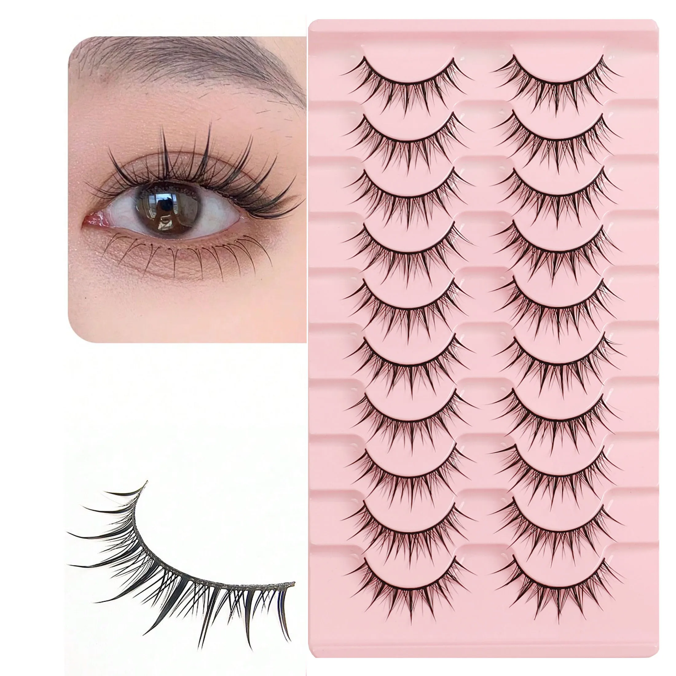 10 Paar Natürliche Künstliche Wimpern im Cartoon-Stil 3D Imitation Nerzfell Flügelform Weiche und Natürliche Realistische Wimpernverlängerung